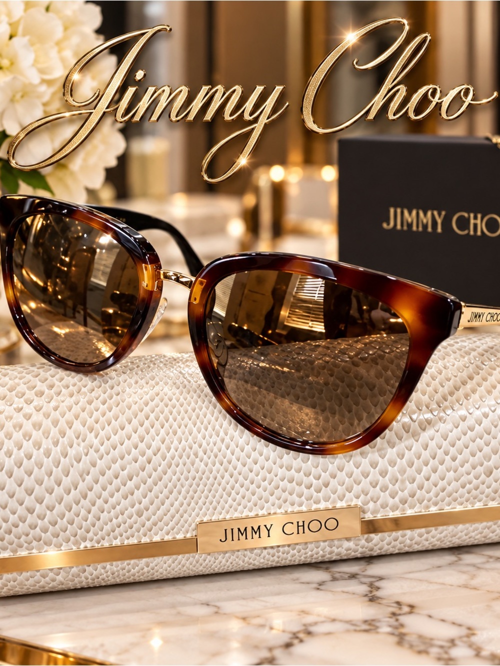 Jimmy Choo Tortoiseshell Cat Eye Women’s Sunglasses - Brown